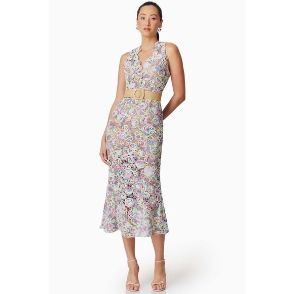 ELLIATT Rue Crochet Midi Dress - Pastel Multi cocktail Dinner Dress size S NWT - Picture 2 of 9